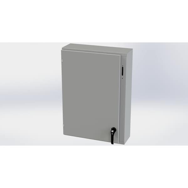 2 Point Latch with Padlock Handle Electrical Enclosures, 36 in H, 8 in D, 25.38 in W, Carbon Steel